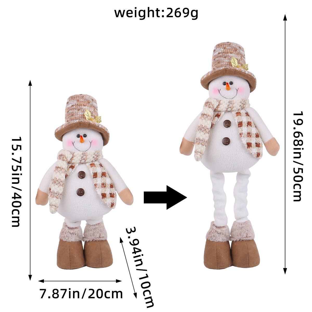 Standing Long-Legged Christmas Plush Figurines (Santa, Snowman & Reindeer)