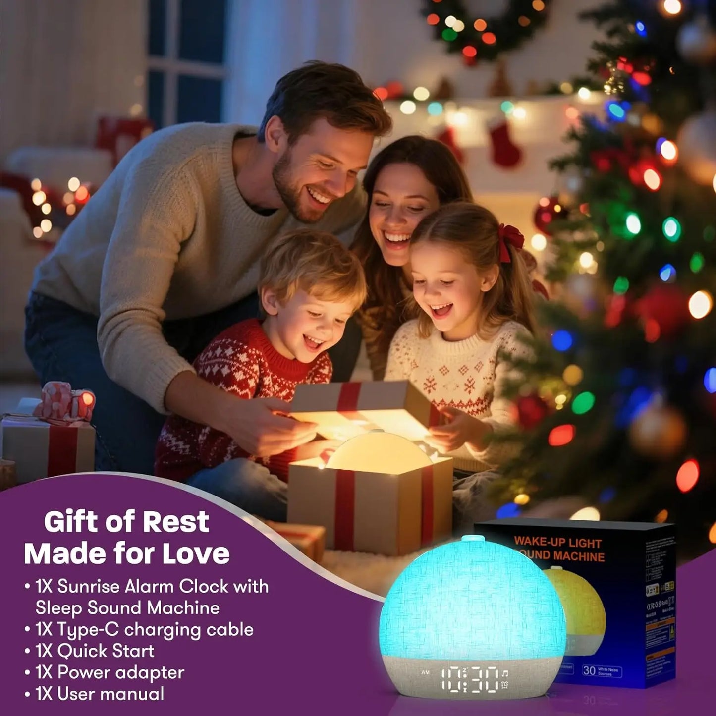 4-in-1 Smart Sunrise Alarm Clock & Ambient Sound Machine