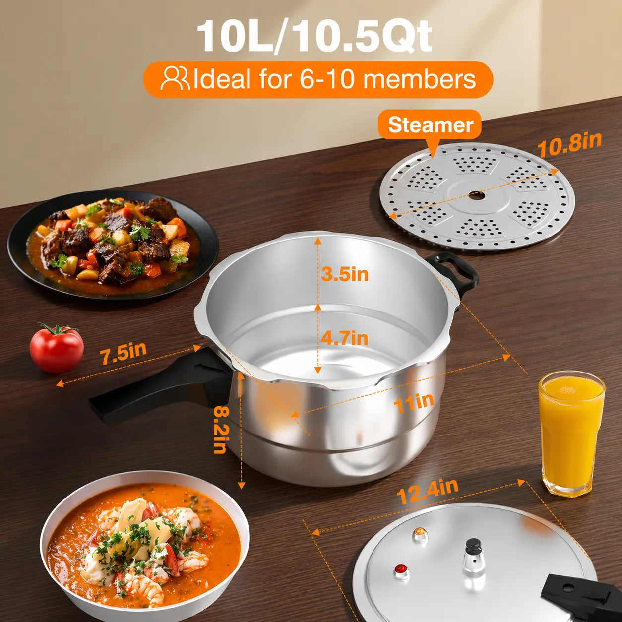 Wantjoin 10Qt Aluminum Pressure Cooker W/Release Valve & Multiple Protective Devices,Pressure Canner Compatible with Gas & Induction Cooker,Canner Rack Included