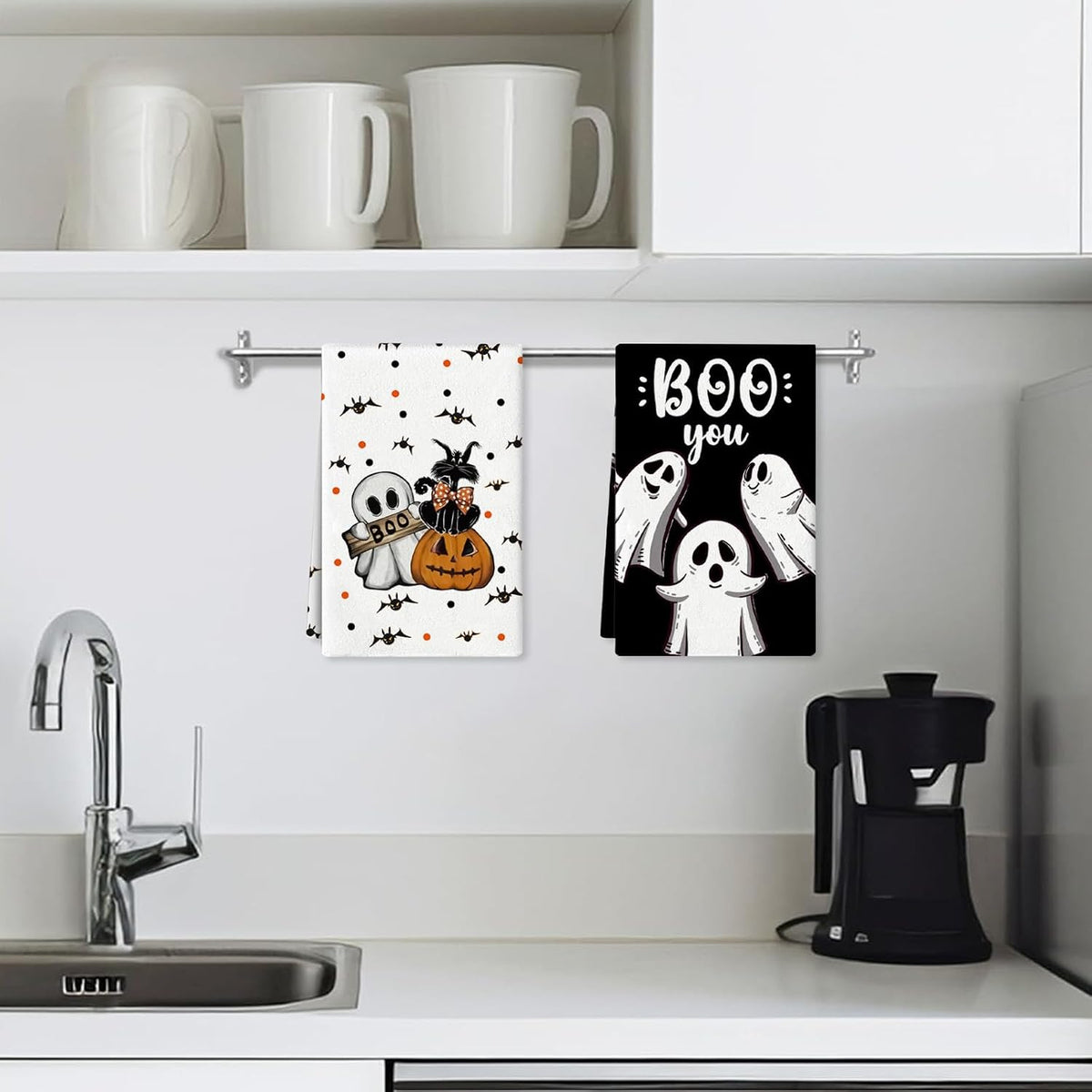 4 Pcs Halloween Kitchen Towels Funny Hand Towels for Bathroom