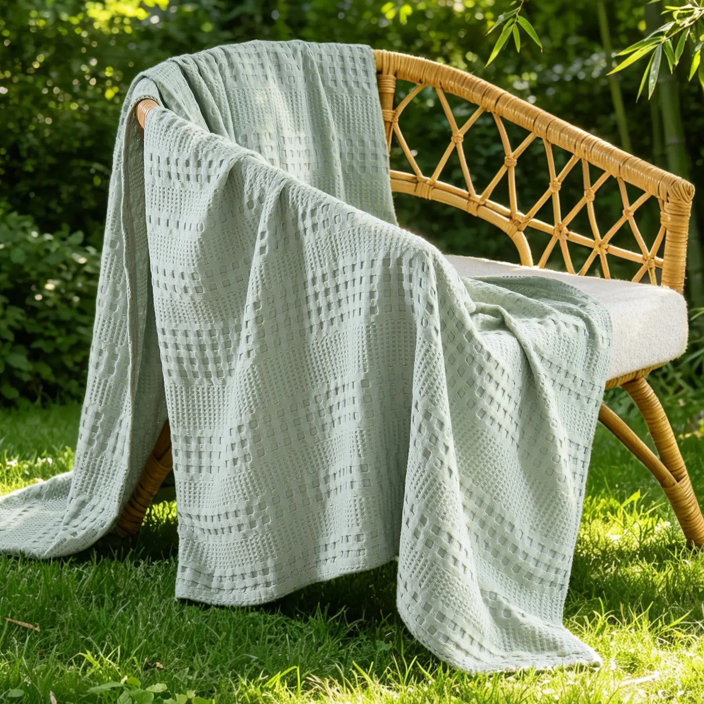Dealsforyoudays - BEDELITE Cooling Waffle Blanket, Lightweight Breathable Cotton Summer Blanket of Rayon Derived from Bamboo for Hot Sleepers, Soft Cozy Blankets with Ideal Weight for Bed, Gift Idea
