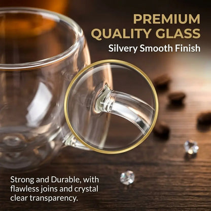 6-Piece Espresso Set, Double-Walled Design, Coffee Glass Cup, Perfect for Coffee Lovers, Great Value, Ideal for Daily Use, Enhance Your Brewing Experience, Glass Espresso Cups