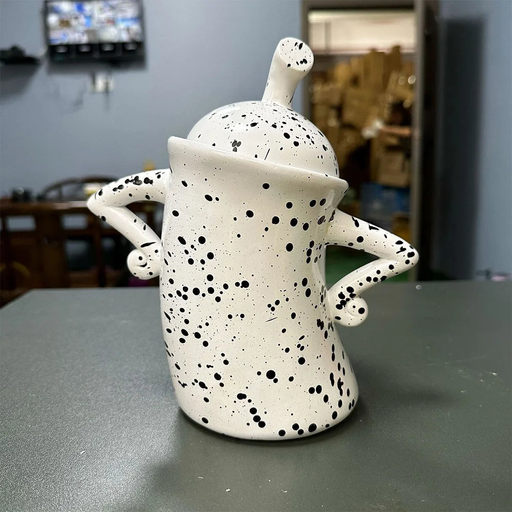 Creative Forked Waist Cup Mugs Foodjars Retro Spotted Cup for Kitchen Storage Jars with Lids Coffee Tea Sugar Spices Kitchenware