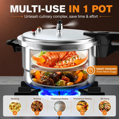Wantjoin 10Qt Aluminum Pressure Cooker W/Release Valve & Multiple Protective Devices,Pressure Canner Compatible with Gas & Induction Cooker,Canner Rack Included