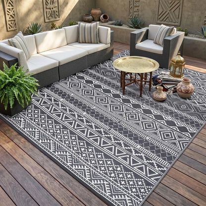 Garvee Outdoor Washable Double-Sided Plastic Straw Rug, Garden Decoration Rug Waterproof UV Resistant Foldable and Portable for Pools Balconies Beaches Picnics Backyards and Parks