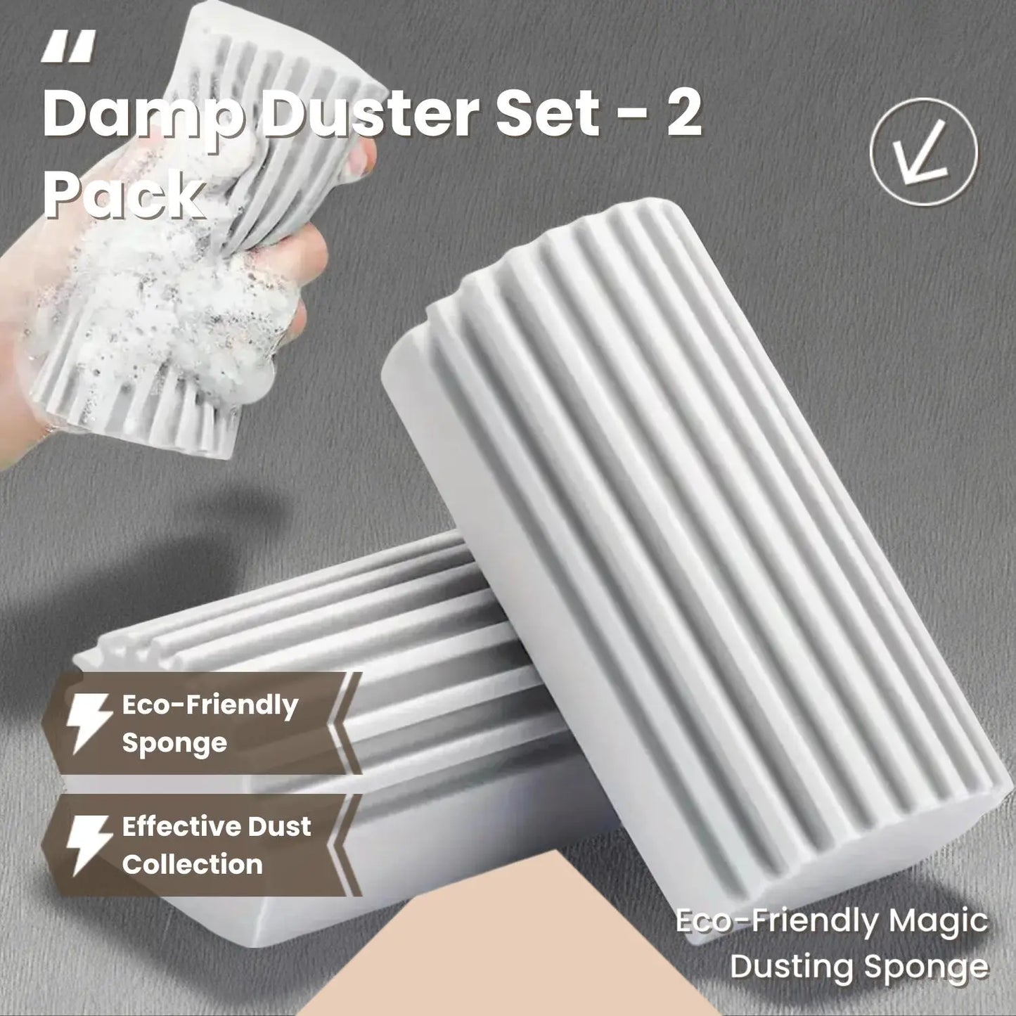 Damp Duster Set, 2 Counts Magic Dust Cleaning Sponge, Cleaning Pads for Baseboard, Blind, Tiled, Furniture, Couches, Vent, Grill, Screen, Cleaning Tool, Cleaning Supplies, Bathroom Accessories
