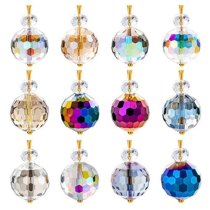 Christmas Crystal Ball Hanging Decoration - 12 Pcs, Xmas Tree Holiday Decor Ornament