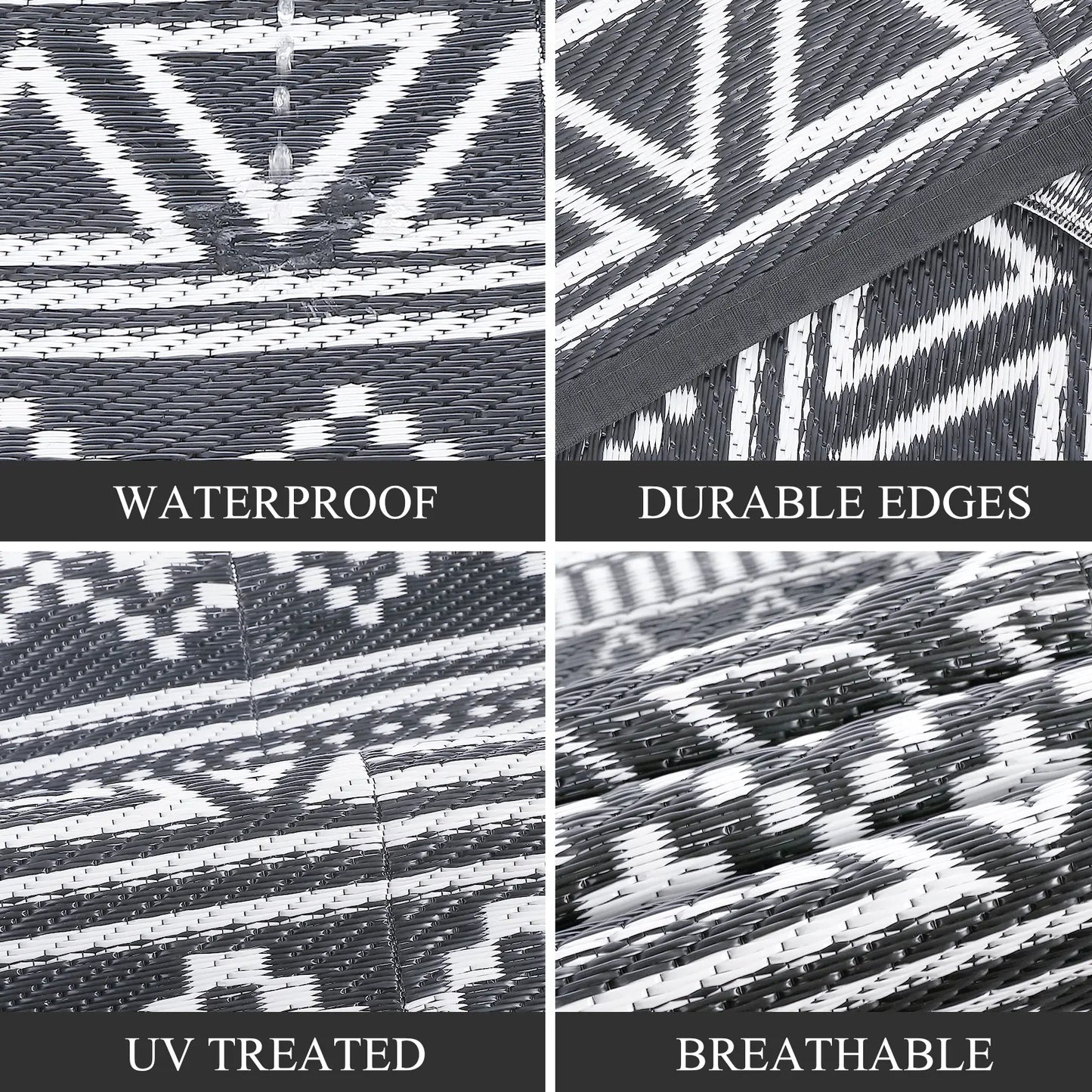 Garvee Outdoor Washable Double-Sided Plastic Straw Rug, Garden Decoration Rug Waterproof UV Resistant Foldable and Portable for Pools Balconies Beaches Picnics Backyards and Parks