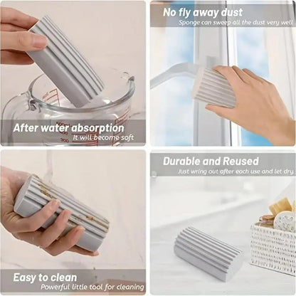 Damp Duster Set, 2 Counts Magic Dust Cleaning Sponge, Cleaning Pads for Baseboard, Blind, Tiled, Furniture, Couches, Vent, Grill, Screen, Cleaning Tool, Cleaning Supplies, Bathroom Accessories
