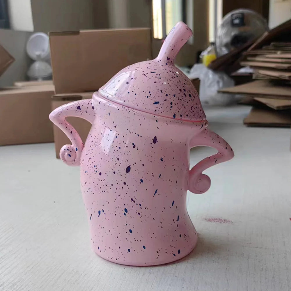 Creative Forked Waist Cup Mugs Foodjars Retro Spotted Cup for Kitchen Storage Jars with Lids Coffee Tea Sugar Spices Kitchenware