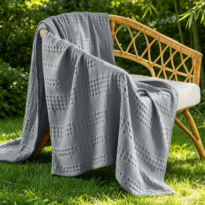 Dealsforyoudays - BEDELITE Cooling Waffle Blanket, Lightweight Breathable Cotton Summer Blanket of Rayon Derived from Bamboo for Hot Sleepers, Soft Cozy Blankets with Ideal Weight for Bed, Gift Idea