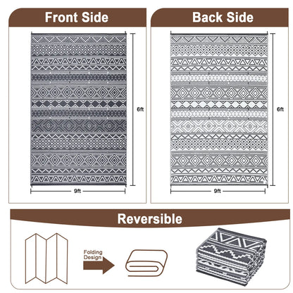 Garvee Outdoor Washable Double-Sided Plastic Straw Rug, Garden Decoration Rug Waterproof UV Resistant Foldable and Portable for Pools Balconies Beaches Picnics Backyards and Parks
