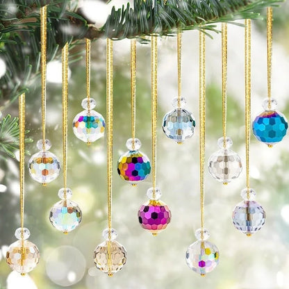 Christmas Crystal Ball Hanging Decoration - 12 Pcs, Xmas Tree Holiday Decor Ornament