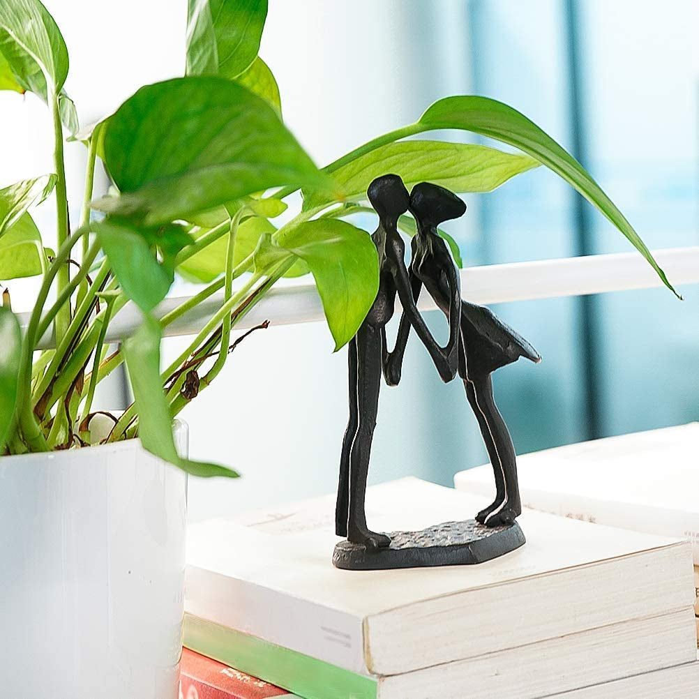 Cast Iron Anniversary Sculpted Couple, 6’’ Tall | Anniversary Wedding Gifts for Couple Husband Wife Her Him, Iron Gifts for 6Th Anniversary, Wedding, Christmas, Birthday