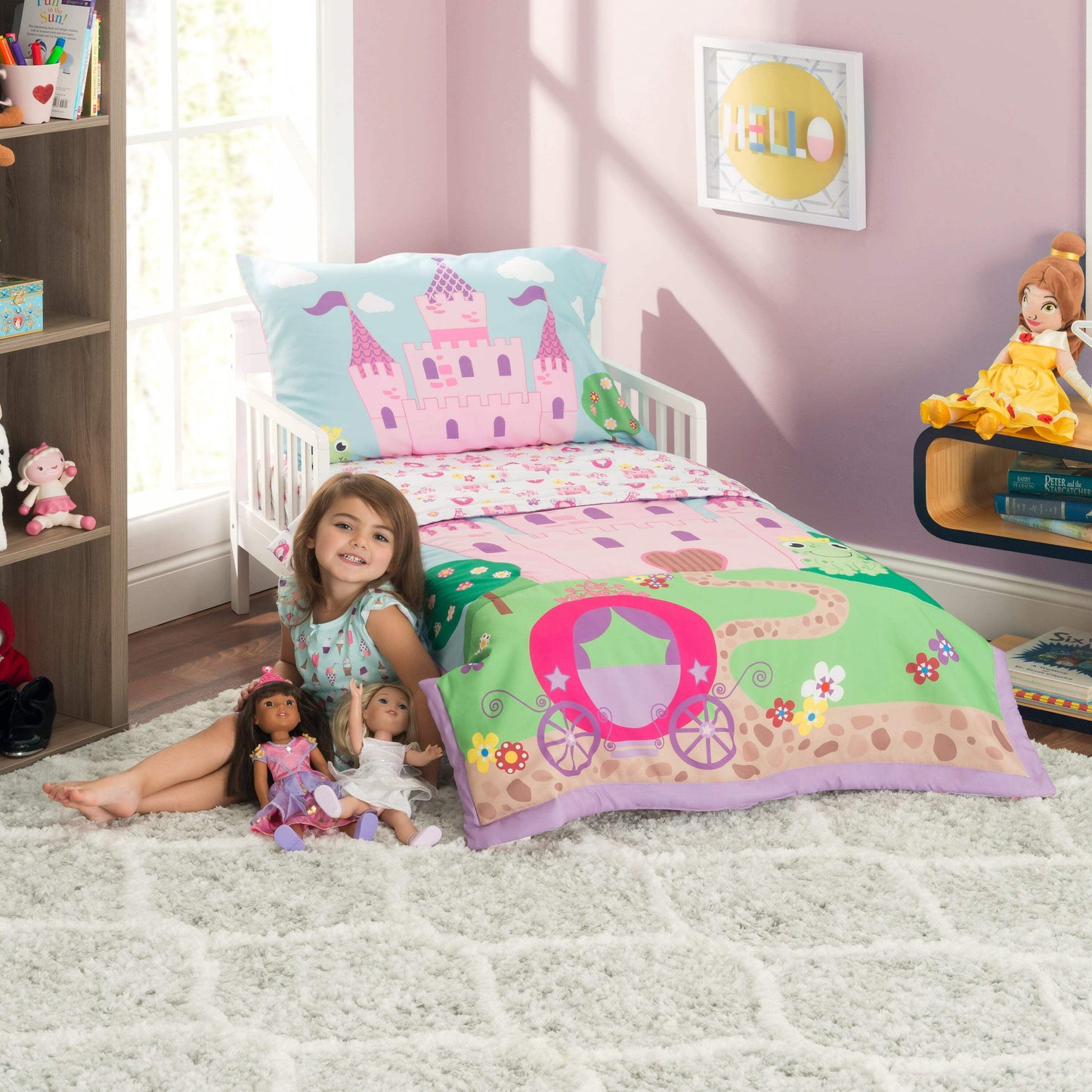 Toddler/Child Printed Microfiber/Polyester Reversible Bedding Sets, Toddler Bed, 4-Pieces