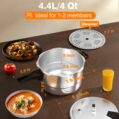 Wantjoin 10Qt Aluminum Pressure Cooker W/Release Valve & Multiple Protective Devices,Pressure Canner Compatible with Gas & Induction Cooker,Canner Rack Included