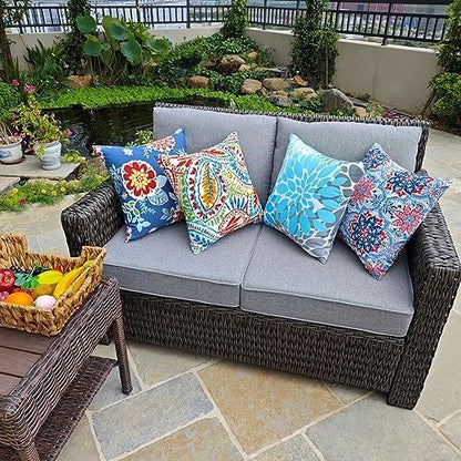 Vibrant Paisley Print Outdoor Throw Pillows - Stylish and Water-Resistant Accent Pillows with Inserts for Patio and Garden