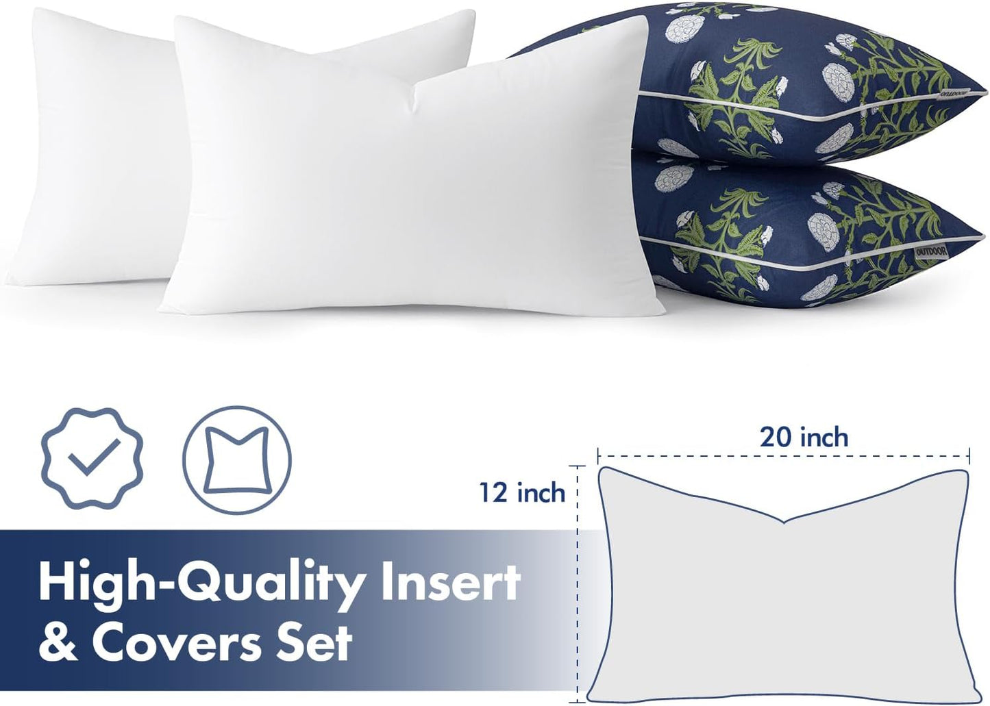 Elevate Your Outdoor Space with Our Stylish Decorative Floral Lumbar Pillow Set - Waterproof and Fade Resistant, Perfect for Spring and Summer!