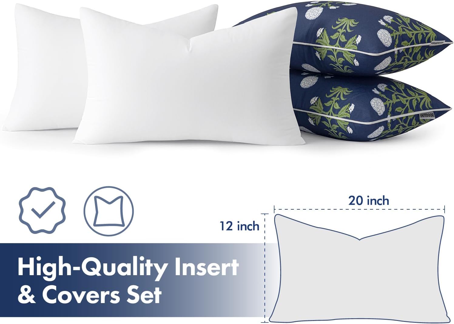 Elevate Your Outdoor Space with Our Stylish Decorative Floral Lumbar Pillow Set - Waterproof and Fade Resistant, Perfect for Spring and Summer!