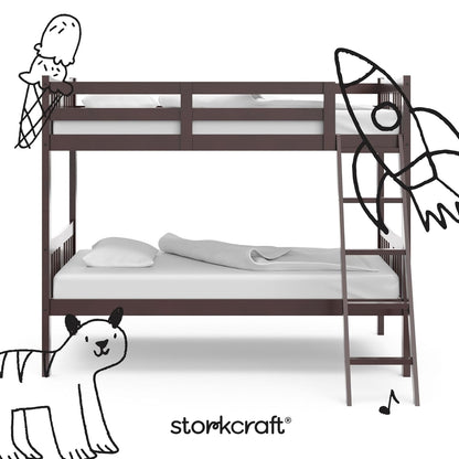 Caribou Twin-Over-Twin Bunk Bed – GREENGUARD Gold Certified Bunk Bed for Kids Bedroom, Converts to 2 Individual Twin Beds, No Box Spring Required (Espresso)
