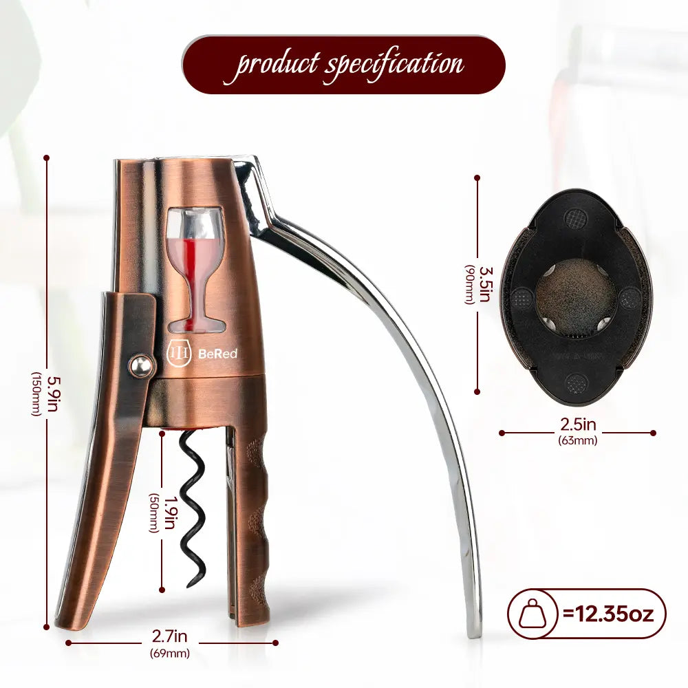 Premium Lever Bottle Opener with Foil Cutter, Easy-To-Use Stainless Steel Kitchen Tool, Vertical Lever Design, Durable Metal Construction, Comfortable Grip, Compact Storage, Household Gadget, Practical Gift Idea, Everyday Kitchen Accessory