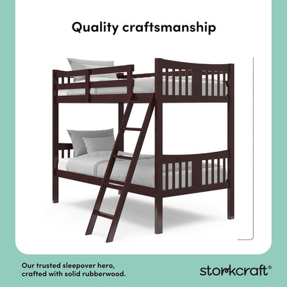 Caribou Twin-Over-Twin Bunk Bed – GREENGUARD Gold Certified Bunk Bed for Kids Bedroom, Converts to 2 Individual Twin Beds, No Box Spring Required (Espresso)
