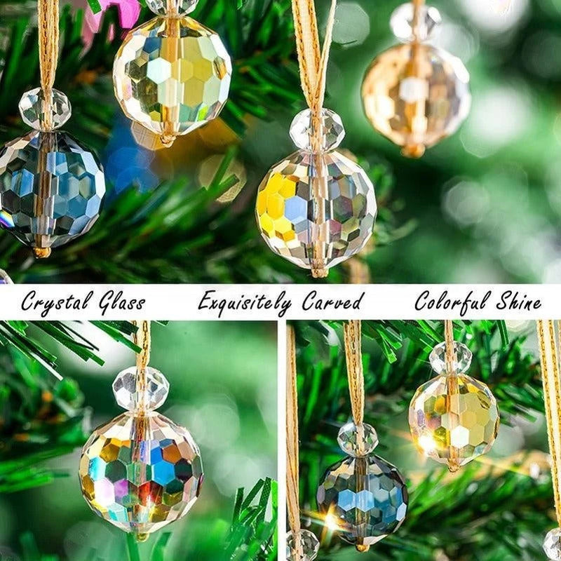 Christmas Crystal Ball Hanging Decoration - 12 Pcs, Xmas Tree Holiday Decor Ornament