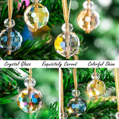 Christmas Crystal Ball Hanging Decoration - 12 Pcs, Xmas Tree Holiday Decor Ornament