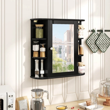 Multipurpose Mount Wall Surface Bathroom Storage Cabinet Mirror Black