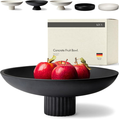 Stylish Large Black Concrete Fruit Bowl - Modern Decorative Centerpiece for Kitchen and Home Decor