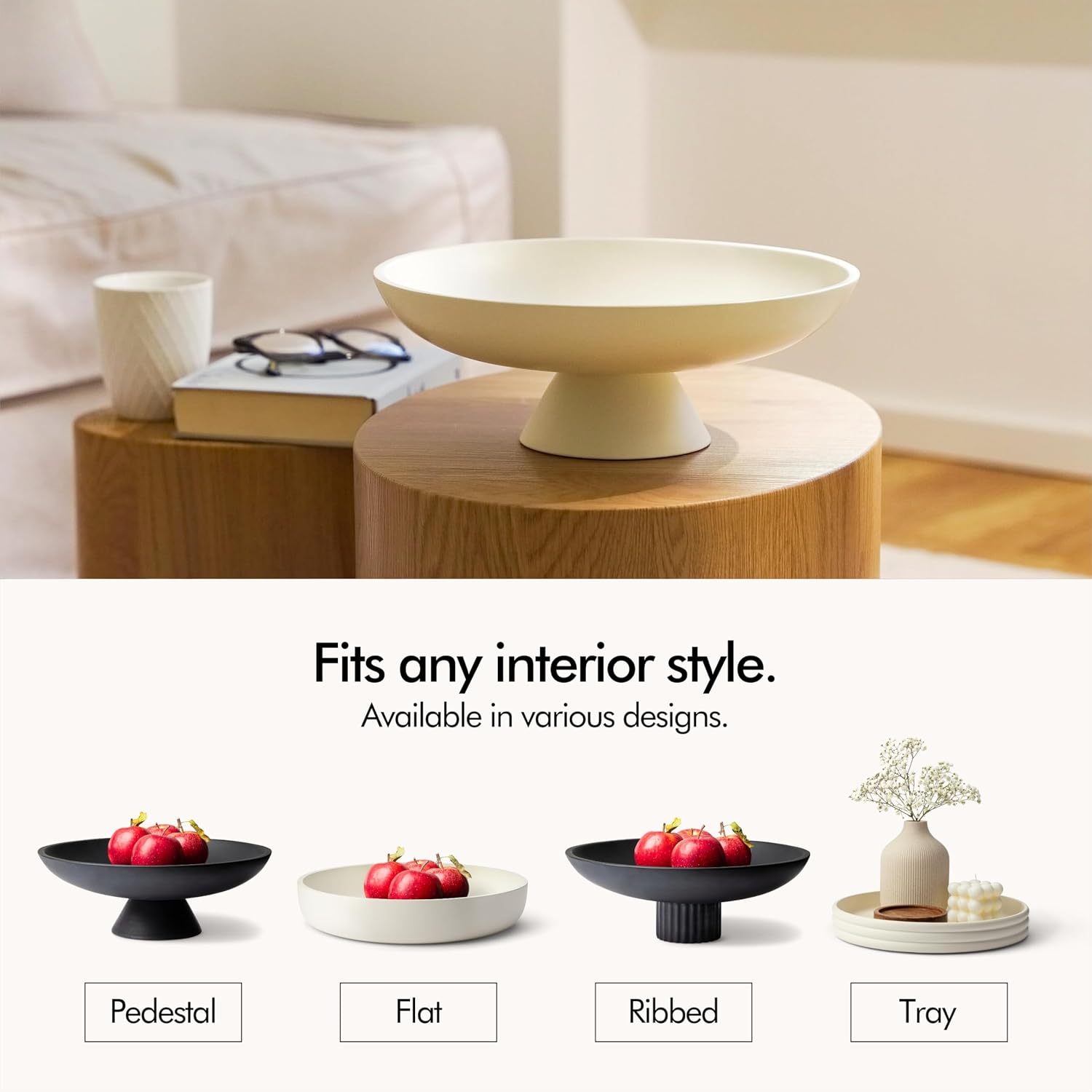 Stylish Large Black Concrete Fruit Bowl - Modern Decorative Centerpiece for Kitchen and Home Decor
