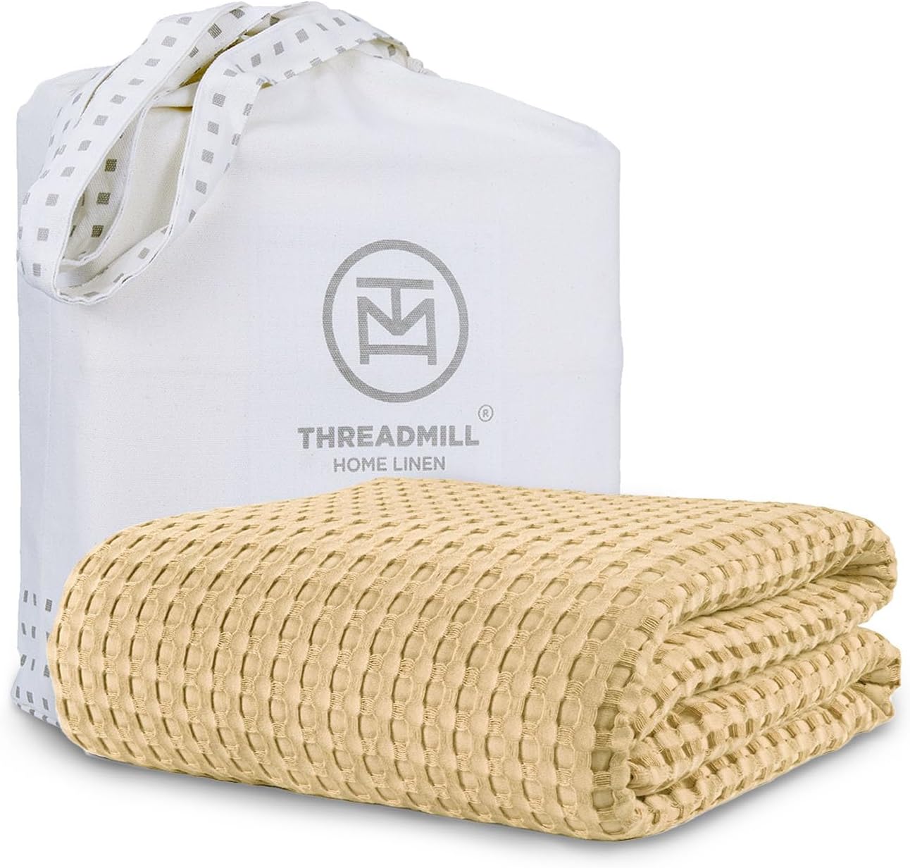 Experience Ultimate Comfort with Our Cooling Waffle Blanket - King Size, Breathable & Lightweight, Perfect for Year-Round Use in Elegant Beige