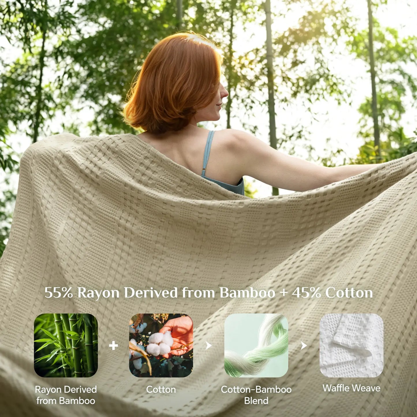 Dealsforyoudays - BEDELITE Cooling Waffle Blanket, Lightweight Breathable Cotton Summer Blanket of Rayon Derived from Bamboo for Hot Sleepers, Soft Cozy Blankets with Ideal Weight for Bed, Gift Idea