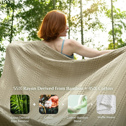 Dealsforyoudays - BEDELITE Cooling Waffle Blanket, Lightweight Breathable Cotton Summer Blanket of Rayon Derived from Bamboo for Hot Sleepers, Soft Cozy Blankets with Ideal Weight for Bed, Gift Idea