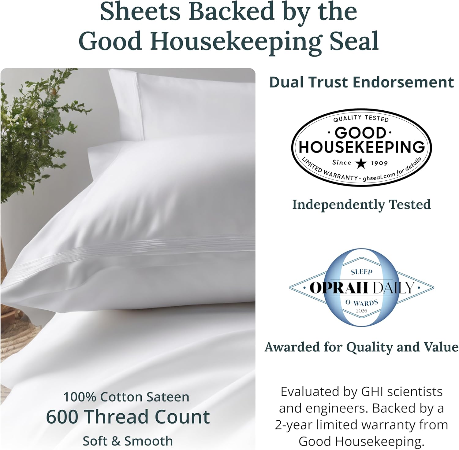 Indulge in Luxury with Our Deep Pocket King Sheets Set - 600 Thread Count Sateen, 100% Cotton for Ultimate Comfort and Elegance in Bright White