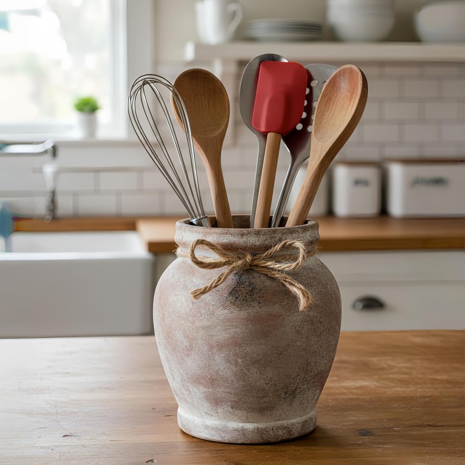 Charming 6.5-Inch Terracotta Ceramic Rustic Farmhouse Flower Vase - Perfect for Elegant Table Centerpieces and Home Decor