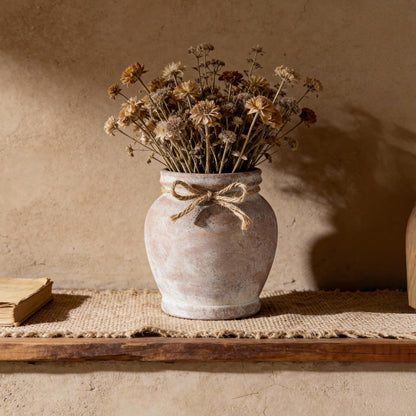 Charming 6.5-Inch Terracotta Ceramic Rustic Farmhouse Flower Vase - Perfect for Elegant Table Centerpieces and Home Decor