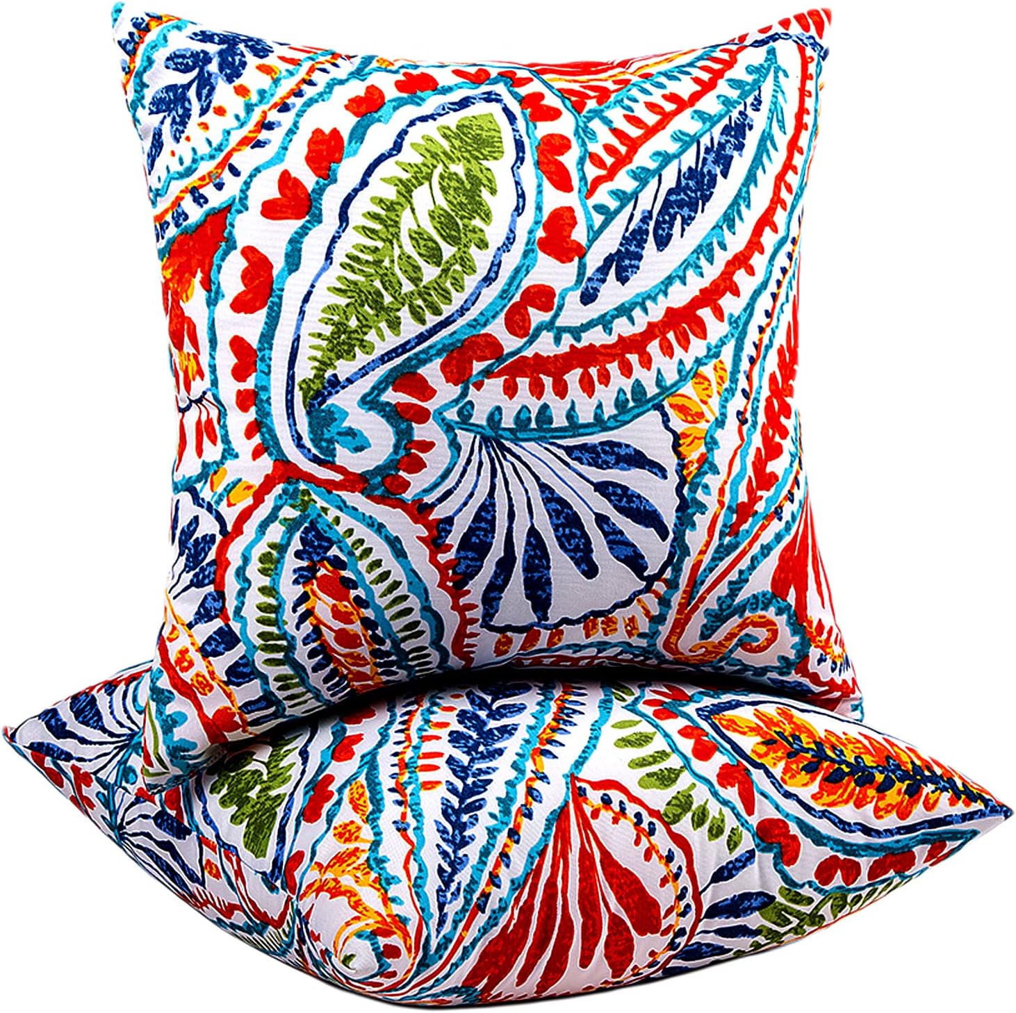 Vibrant Paisley Print Outdoor Throw Pillows - Stylish and Water-Resistant Accent Pillows with Inserts for Patio and Garden