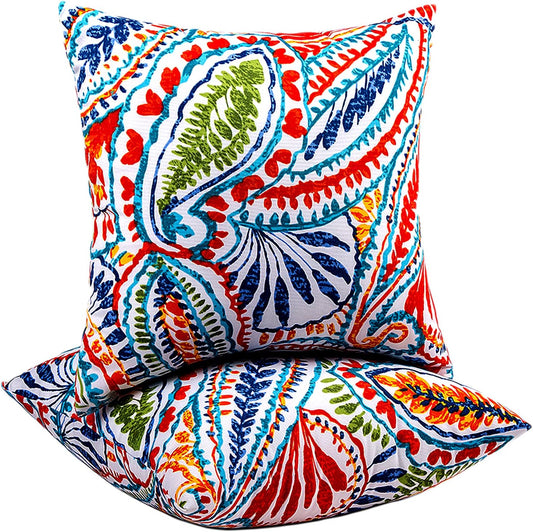 Vibrant Paisley Print Outdoor Throw Pillows - Stylish and Water-Resistant Accent Pillows with Inserts for Patio and Garden