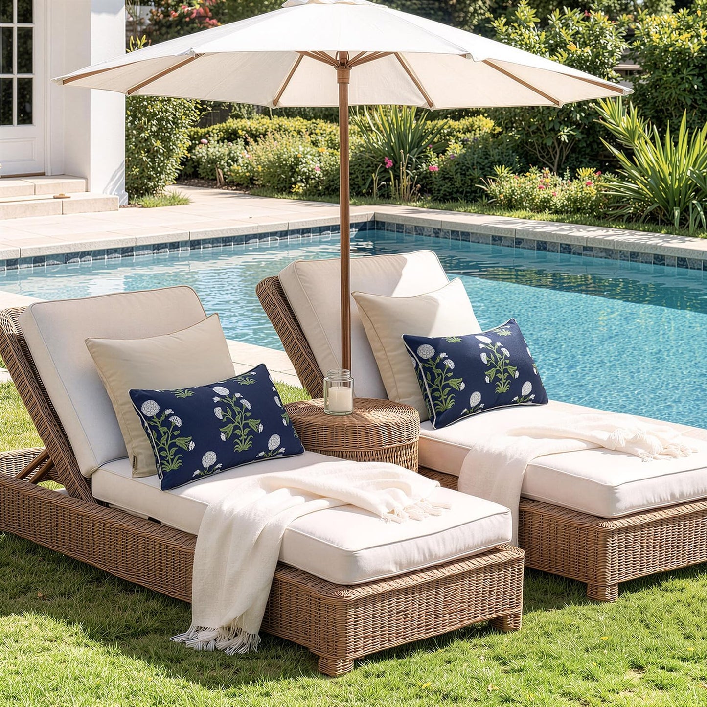 Elevate Your Outdoor Space with Our Stylish Decorative Floral Lumbar Pillow Set - Waterproof and Fade Resistant, Perfect for Spring and Summer!