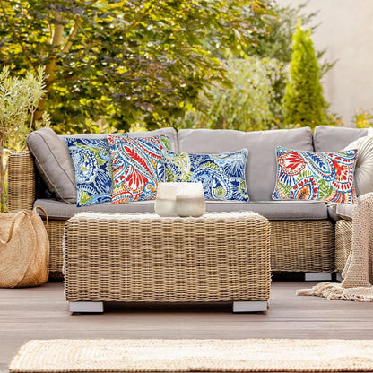 Vibrant Paisley Print Outdoor Throw Pillows - Stylish and Water-Resistant Accent Pillows with Inserts for Patio and Garden