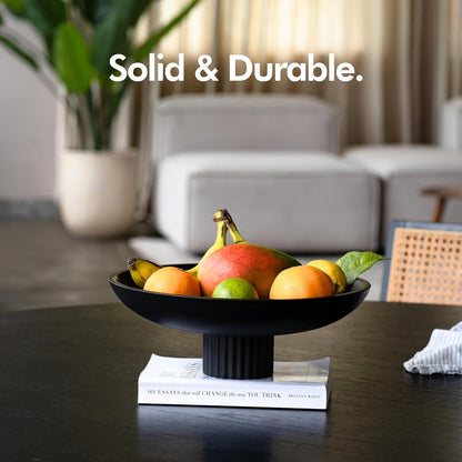 Stylish Large Black Concrete Fruit Bowl - Modern Decorative Centerpiece for Kitchen and Home Decor