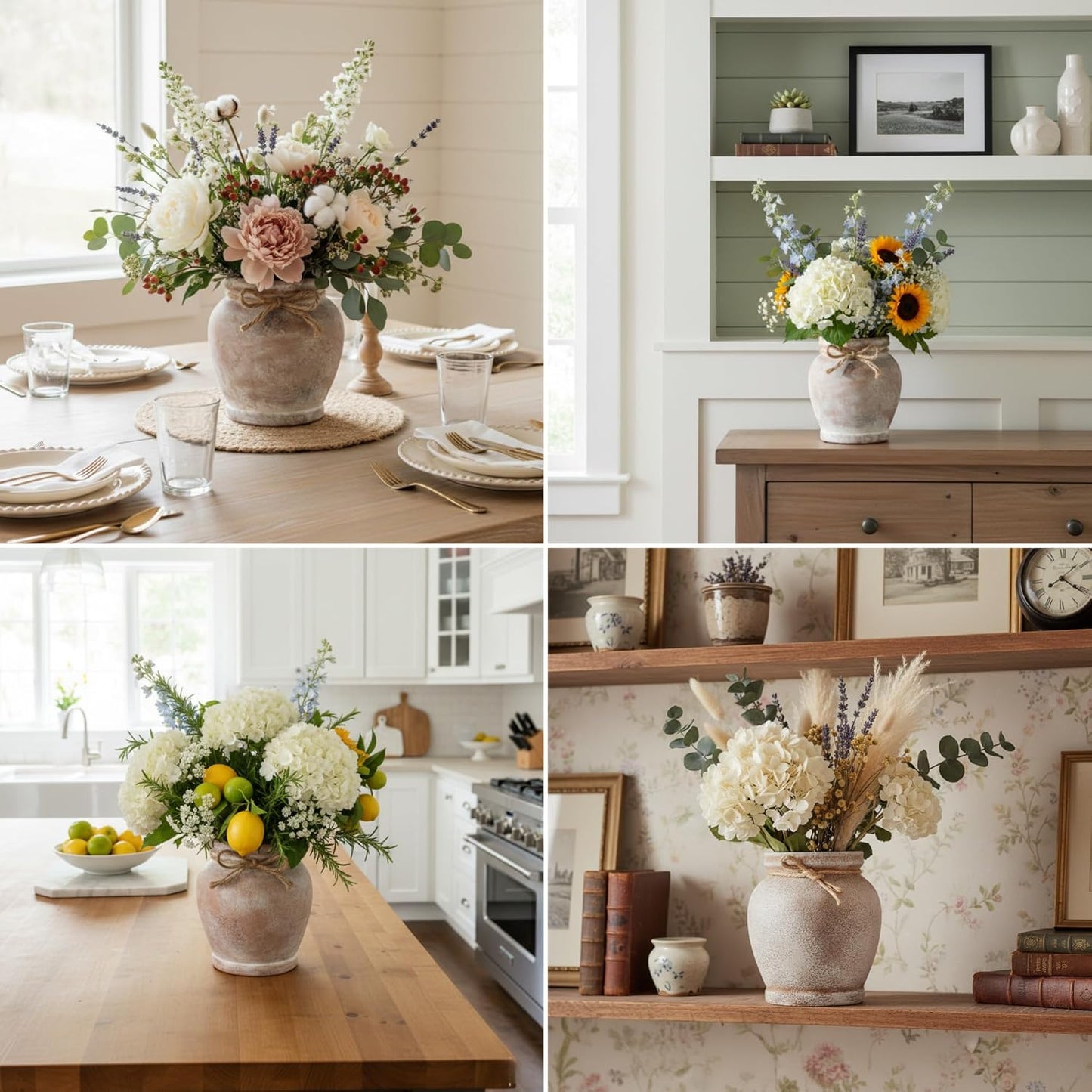 Charming 6.5-Inch Terracotta Ceramic Rustic Farmhouse Flower Vase - Perfect for Elegant Table Centerpieces and Home Decor