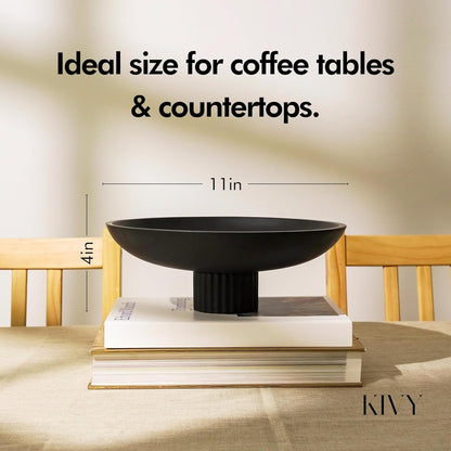 Stylish Large Black Concrete Fruit Bowl - Modern Decorative Centerpiece for Kitchen and Home Decor