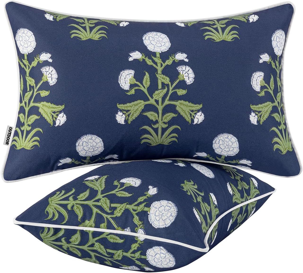 Elevate Your Outdoor Space with Our Stylish Decorative Floral Lumbar Pillow Set - Waterproof and Fade Resistant, Perfect for Spring and Summer!