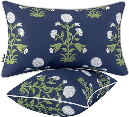 Elevate Your Outdoor Space with Our Stylish Decorative Floral Lumbar Pillow Set - Waterproof and Fade Resistant, Perfect for Spring and Summer!