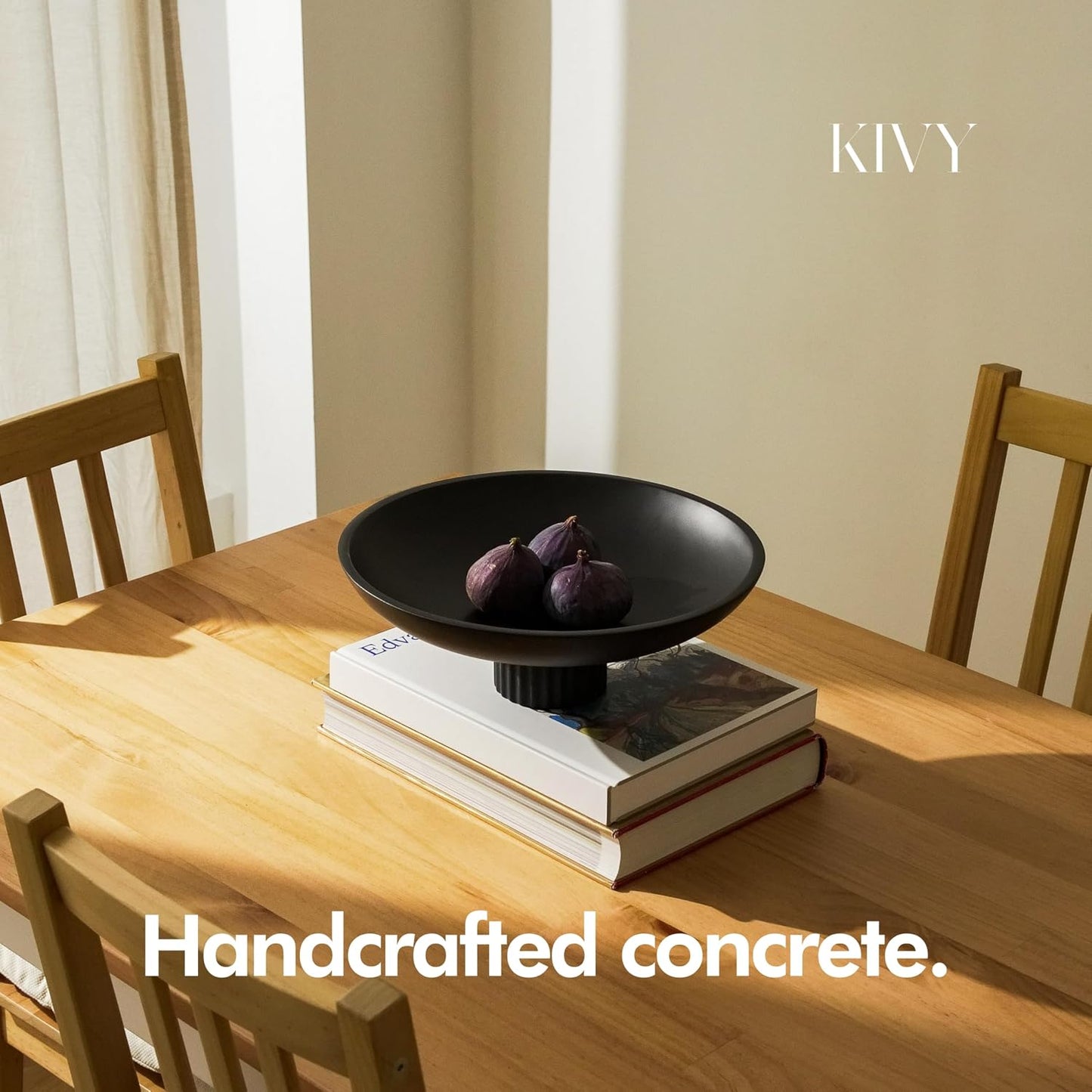 Stylish Large Black Concrete Fruit Bowl - Modern Decorative Centerpiece for Kitchen and Home Decor
