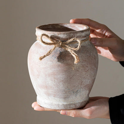 Charming 6.5-Inch Terracotta Ceramic Rustic Farmhouse Flower Vase - Perfect for Elegant Table Centerpieces and Home Decor