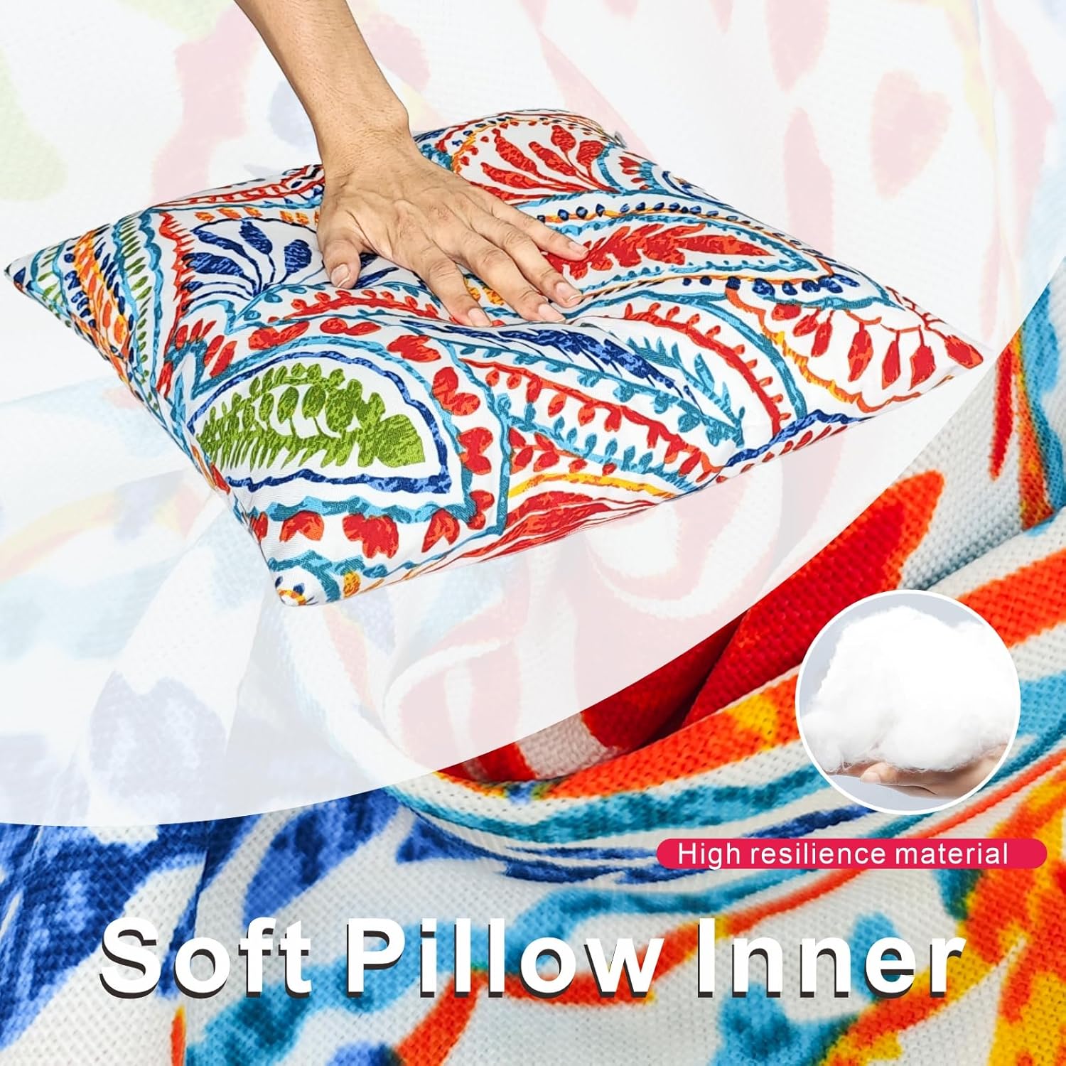 Vibrant Paisley Print Outdoor Throw Pillows - Stylish and Water-Resistant Accent Pillows with Inserts for Patio and Garden