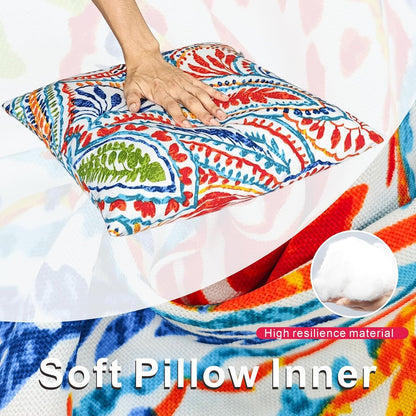 Vibrant Paisley Print Outdoor Throw Pillows - Stylish and Water-Resistant Accent Pillows with Inserts for Patio and Garden